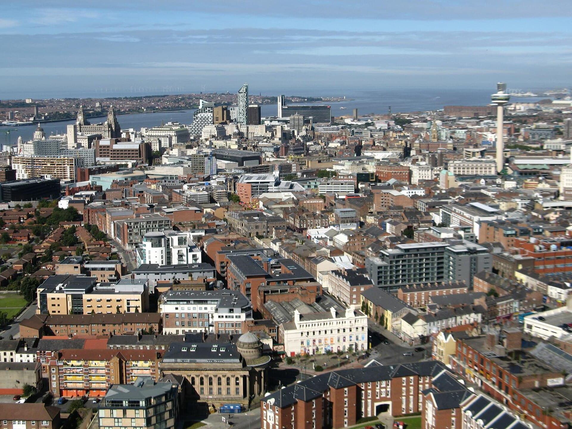 Liverpool city centre with historic buildings and streets