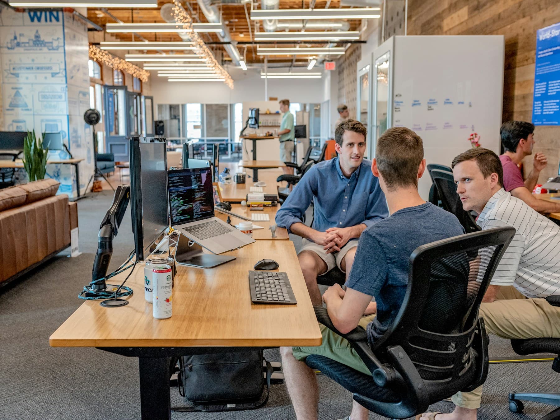 A small group working together in a bright office