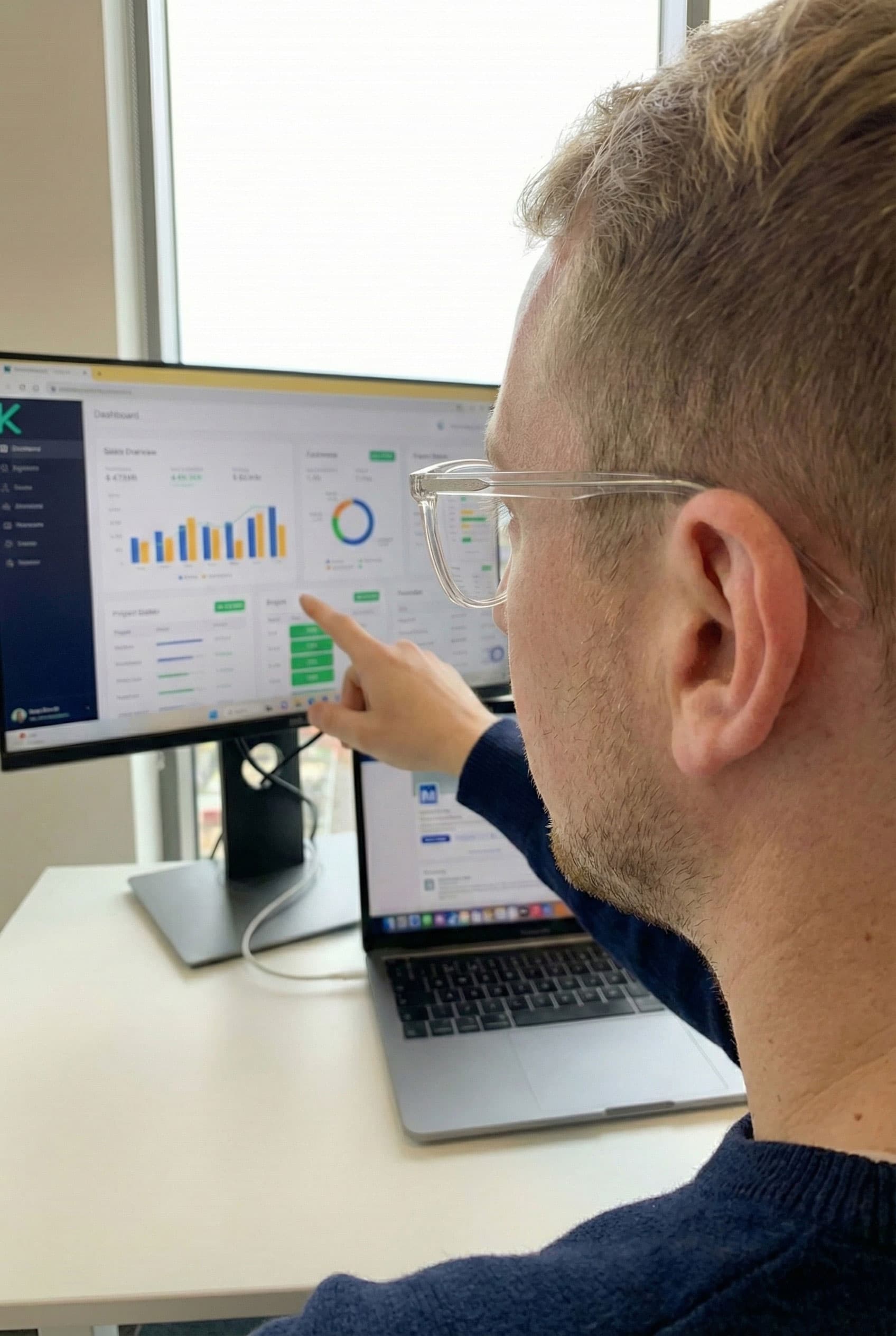 A developer reviewing a clear operational dashboard