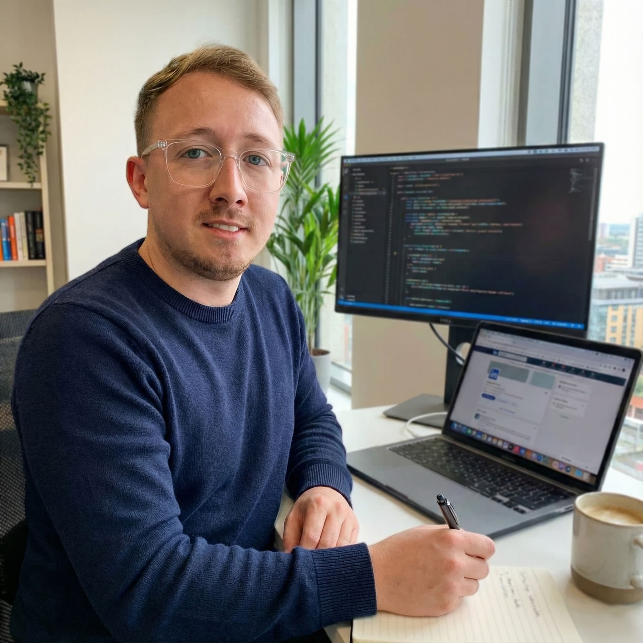 KinKo developer working at a desk